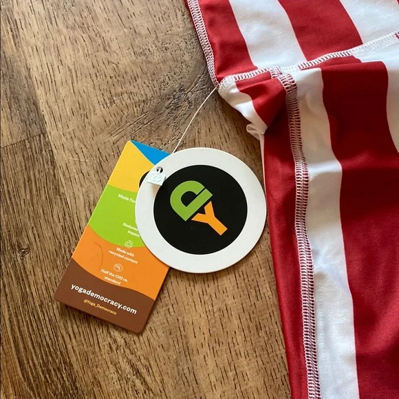 Red and White Striped Flare Yoga pants - Picture 2 of 4